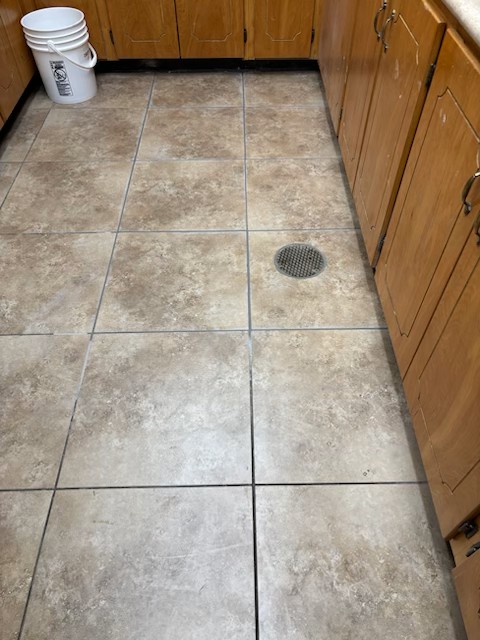 Completed kitchen tile repairs at the Oasis